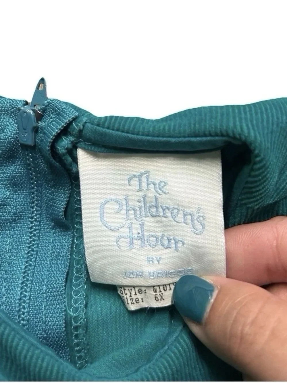 Vintage The Children’s Hour Turquoise Corduroy Long Sleeve Dress Size 6X